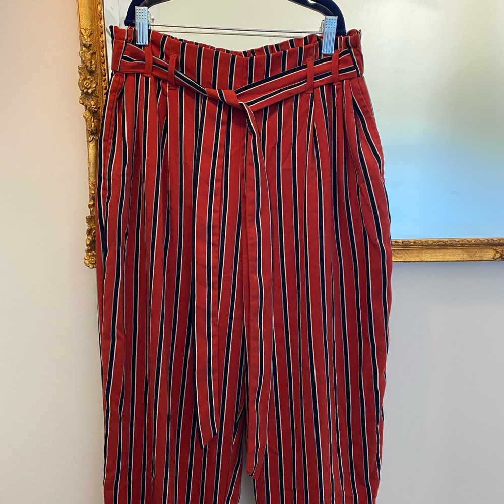 Zara Red and Black Striped Culottes